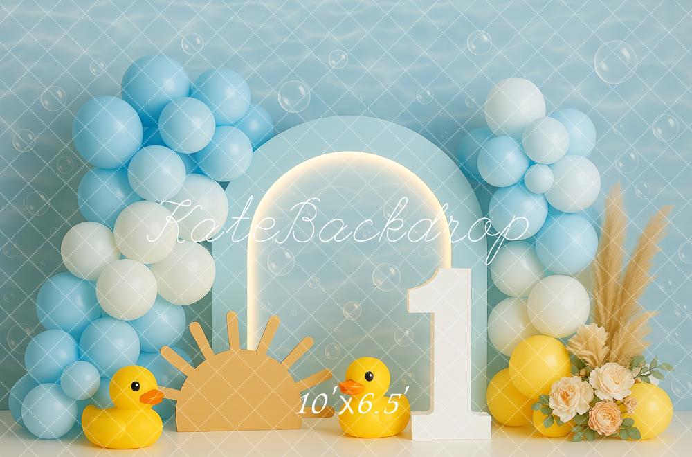 Kate 1er anniversaire Canard Ballon Arche Toile de fond conçue par Patty Roberts - Kate Backdrop FR