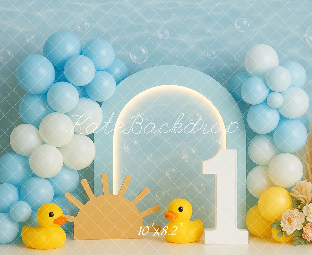 Kate 1er anniversaire Canard Ballon Arche Toile de fond conçue par Patty Roberts - Kate Backdrop FR