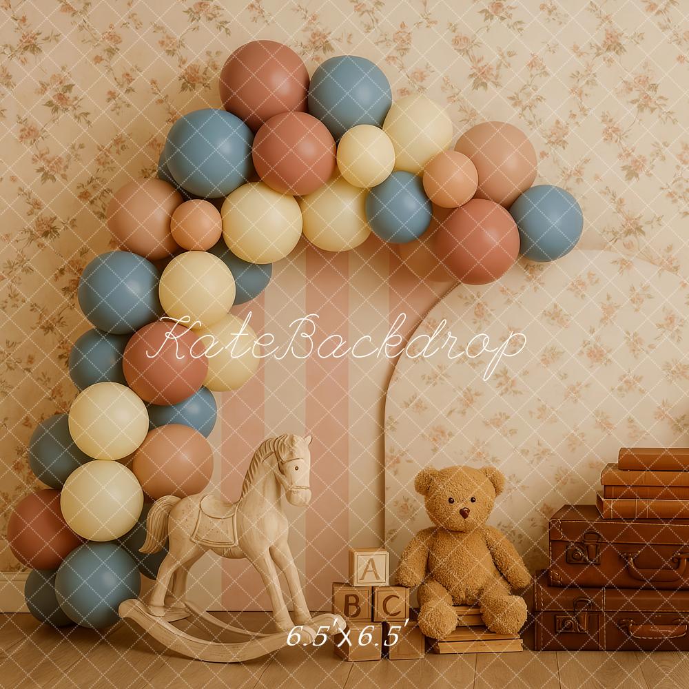 Kate Ours en peluche Valise Ballon Enfant Toile de fond conçue par Patty Roberts - Kate Backdrop FR