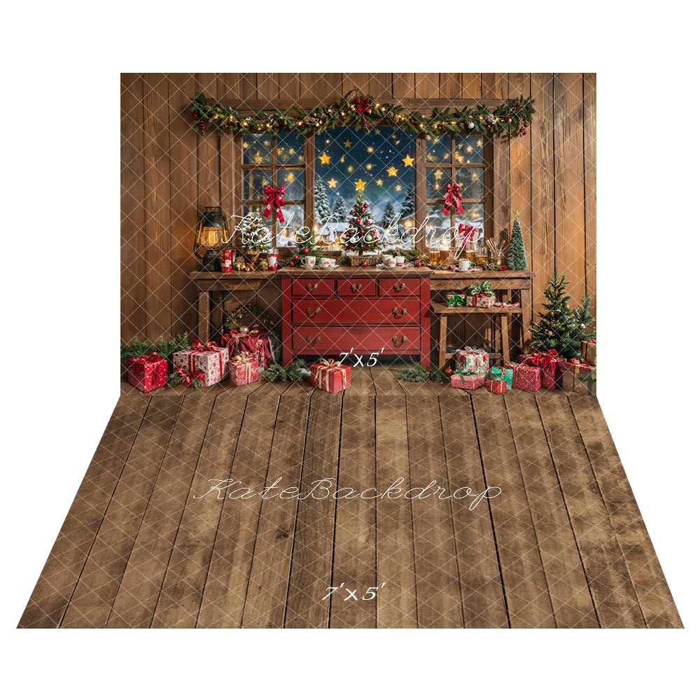 Kate Noël Fenêtre Cadeaux Intérieur Toile de fond+Planche de bois Marron Sol Toile de fond