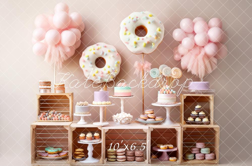 Kate Anniversaire Dessert Gâteau Ballon Toile de fond conçue par Mandy Ringe - Kate Backdrop FR