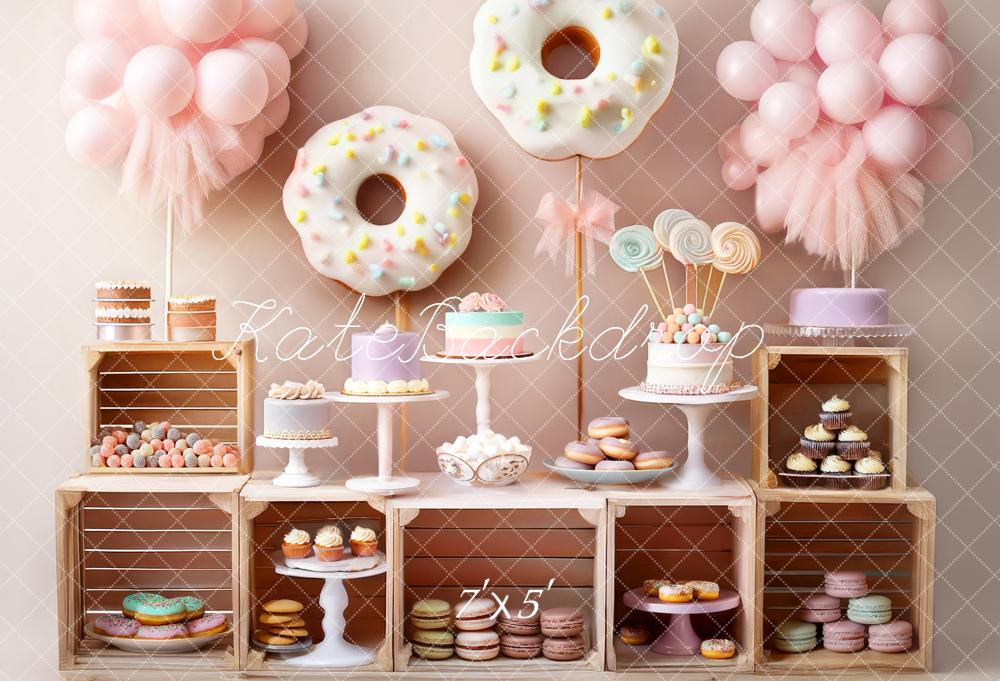 Kate Anniversaire Dessert Gâteau Ballon Toile de fond conçue par Mandy Ringe - Kate Backdrop FR