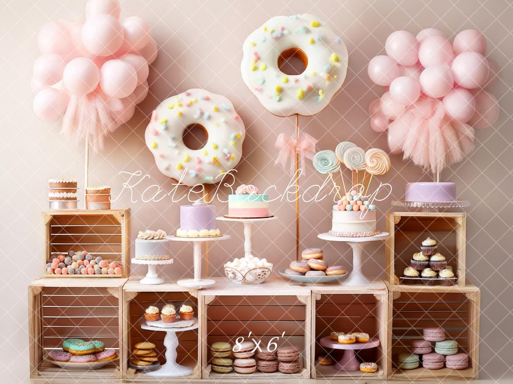 Kate Anniversaire Dessert Gâteau Ballon Toile de fond conçue par Mandy Ringe - Kate Backdrop FR