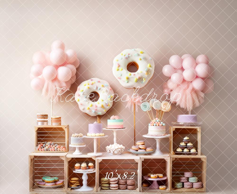 Kate Anniversaire Dessert Gâteau Ballon Toile de fond conçue par Mandy Ringe - Kate Backdrop FR