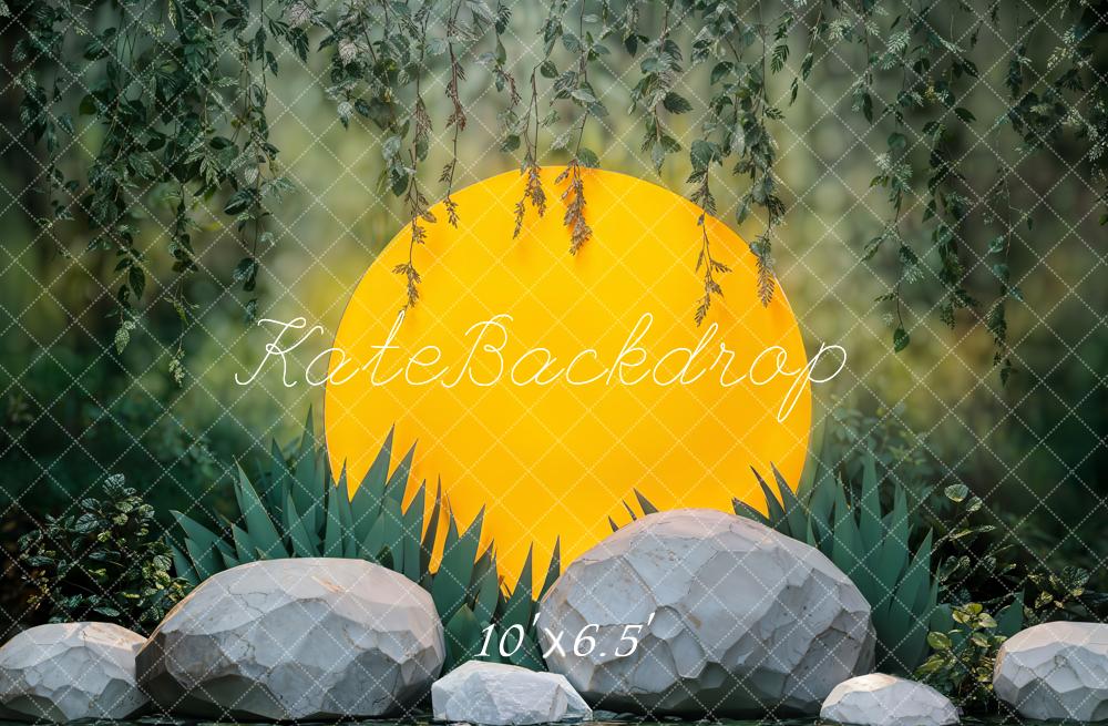 Kate Été Jungle Soleil Rochers Verdure Toile de fond conçue par Chain Photographie