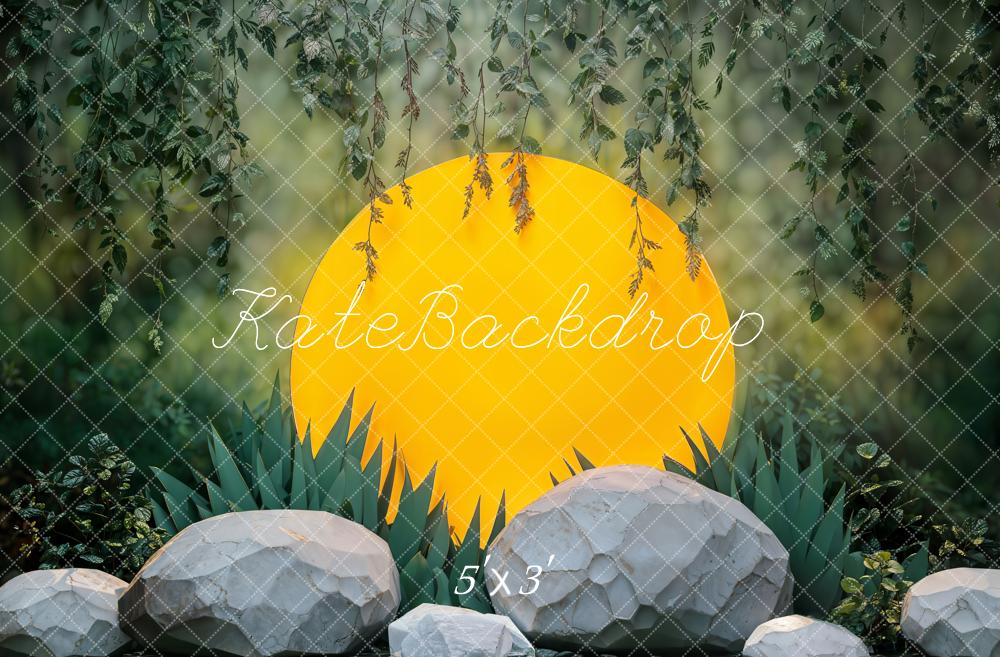 Kate Été Jungle Soleil Rochers Verdure Toile de fond conçue par Chain Photographie