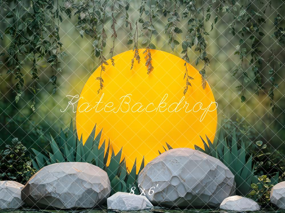 Kate Été Jungle Soleil Rochers Verdure Toile de fond conçue par Chain Photographie