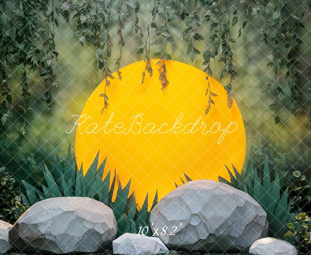 Kate Été Jungle Soleil Rochers Verdure Toile de fond conçue par Chain Photographie