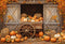 Kate Automne Citrouilles Chariot Grange Porte Toile de fond conçue par Emetselch