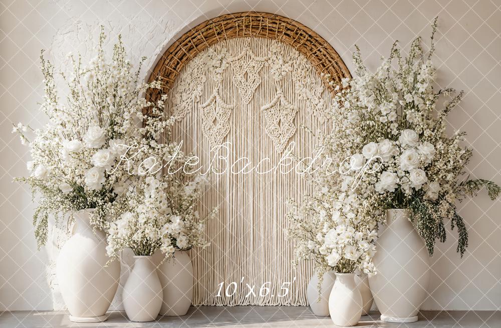 Kate Bohème Macramé Fleur Vase Arche Toile de fond conçue par Emetselch - Kate Backdrop FR