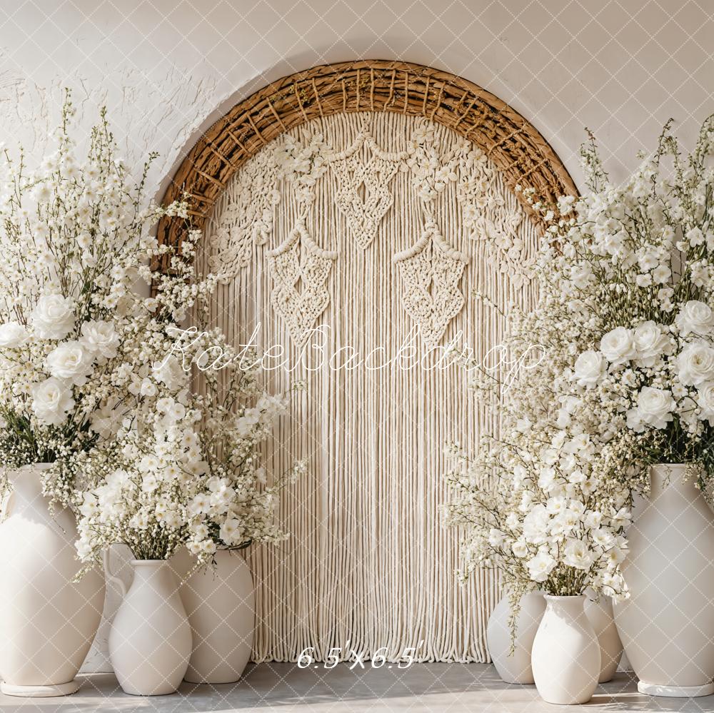 Kate Bohème Macramé Fleur Vase Arche Toile de fond conçue par Emetselch - Kate Backdrop FR