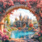 Kate Conte de fées Château Arche Jardin Toile de fond conçue par Emetselch