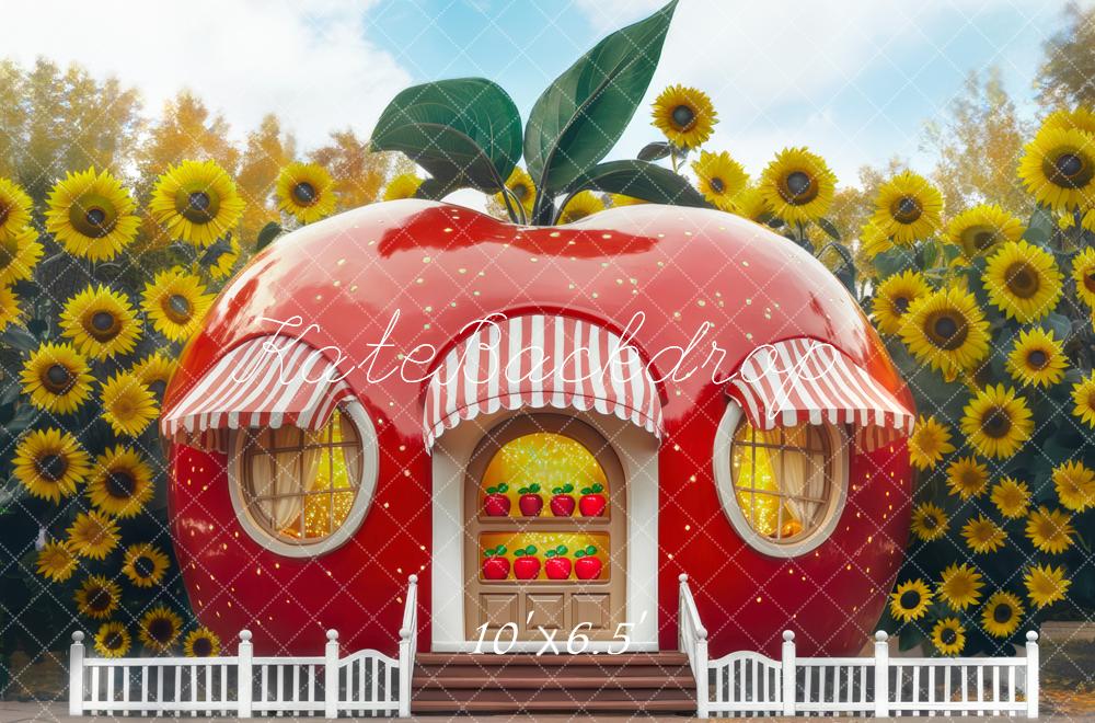Kate Automne Tournesol Maison de la Pomme Toile de fond conçue par Mini MakeBelieve - Kate Backdrop FR