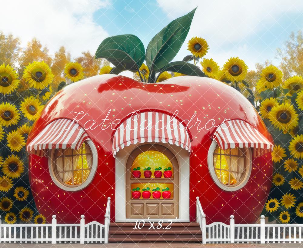 Kate Automne Tournesol Maison de la Pomme Toile de fond conçue par Mini MakeBelieve - Kate Backdrop FR