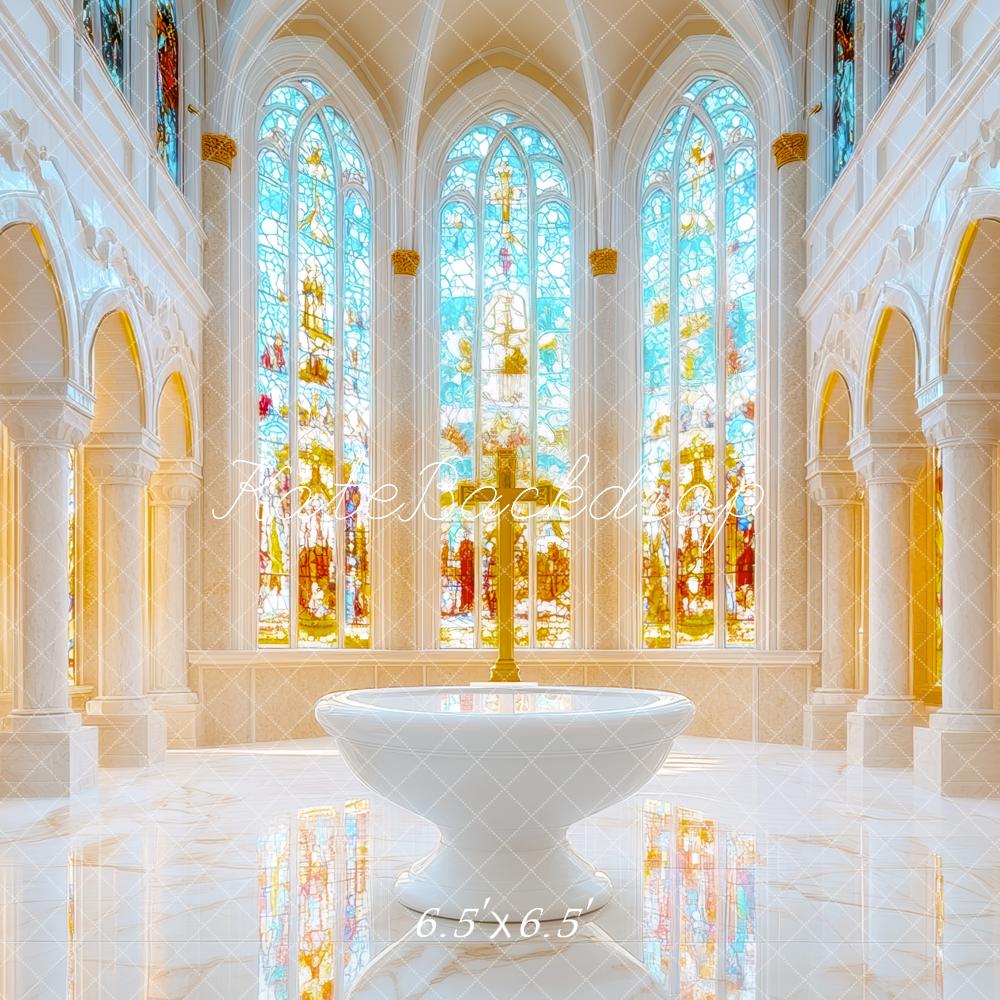 Kate Église Baptême Vitraux Élégant Toile de fond conçue par Mini MakeBelieve - Kate Backdrop FR