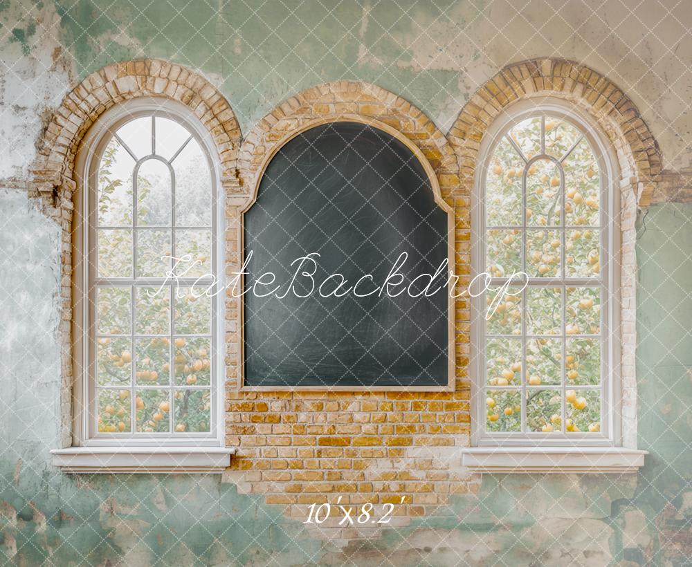 Kate École Délabré Tableau noir Fenêtre Toile de fond conçue par Mini MakeBelieve - Kate Backdrop FR