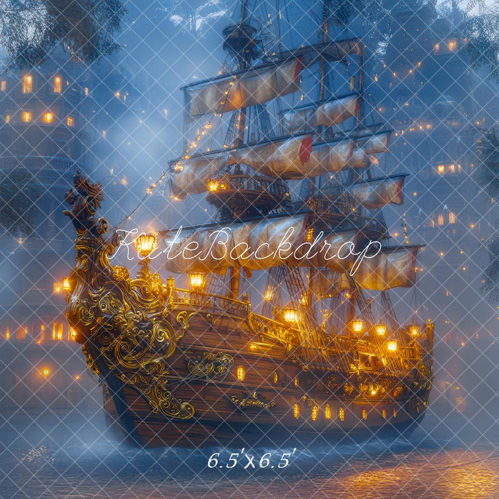 Kate Pirate Bateau Brume Aventure Toile de fond conçue par Mini MakeBelieve - Kate Backdrop FR