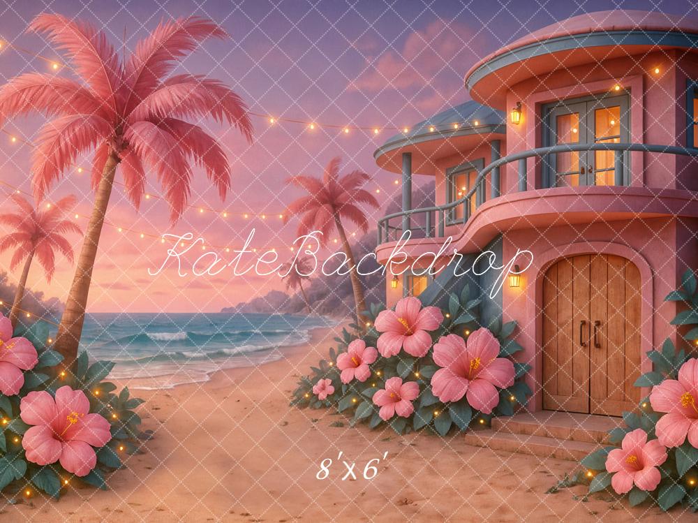 Kate Plage Tropical Maison Rose Fleur Toile de fond conçu par Ashley Paul