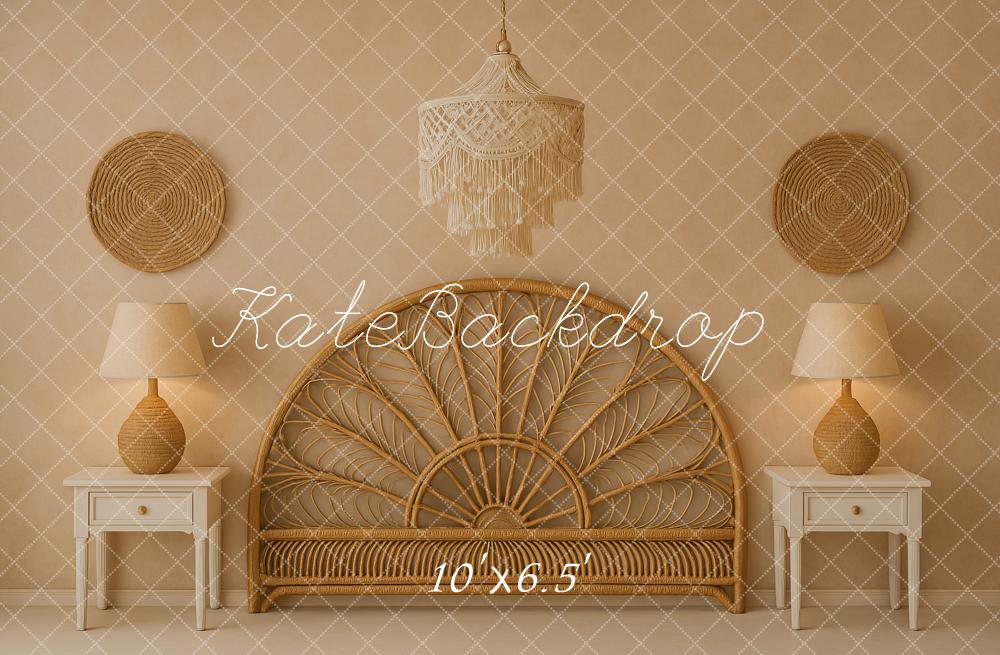 Kate Bohème Tête de lit Simple Beige Toile de fond conçu par Ashley Paul - Kate Backdrop FR