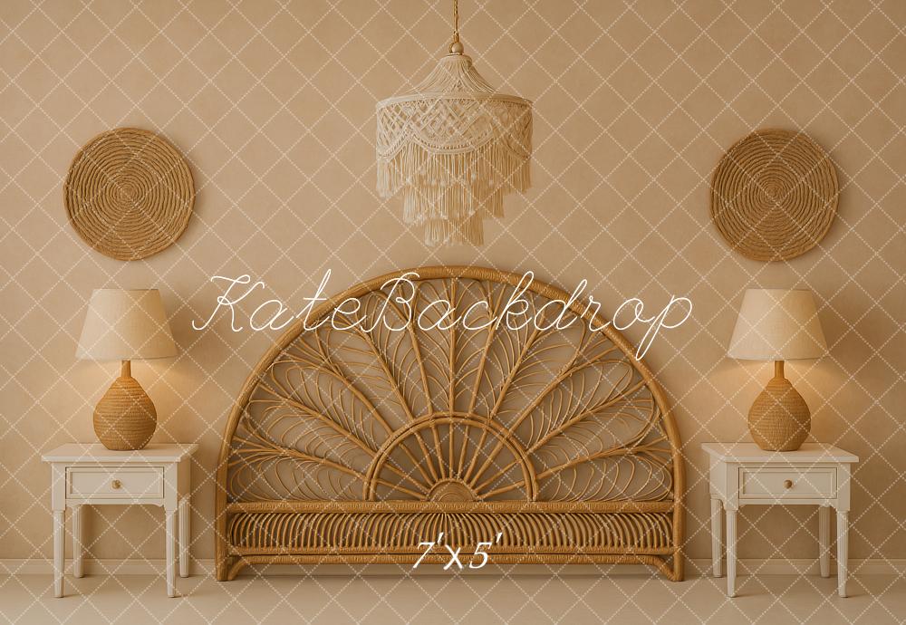 Kate Bohème Tête de lit Simple Beige Toile de fond conçu par Ashley Paul - Kate Backdrop FR