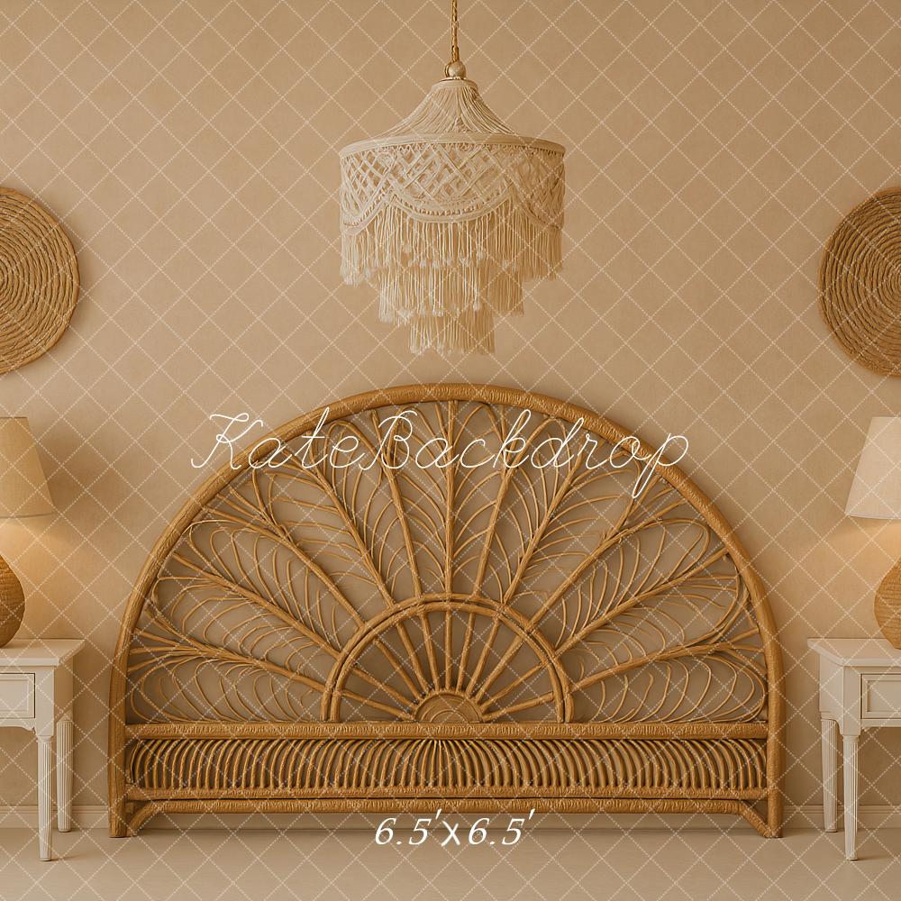 Kate Bohème Tête de lit Simple Beige Toile de fond conçu par Ashley Paul - Kate Backdrop FR