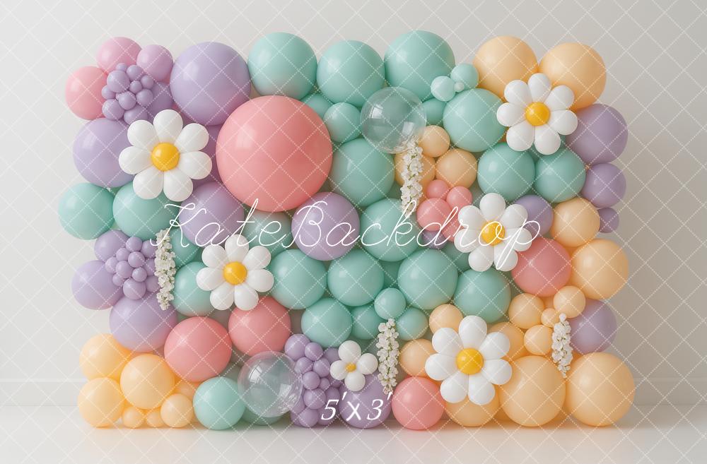 Kate Pastel Marguerites Ballon Fleur Toile de fond conçu par Ashley Paul - Kate Backdrop FR