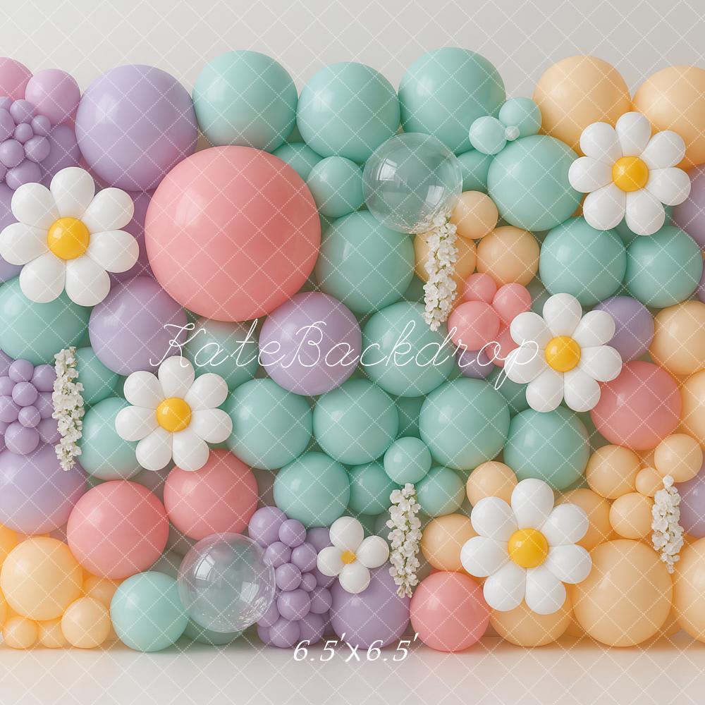 Kate Pastel Marguerites Ballon Fleur Toile de fond conçu par Ashley Paul - Kate Backdrop FR