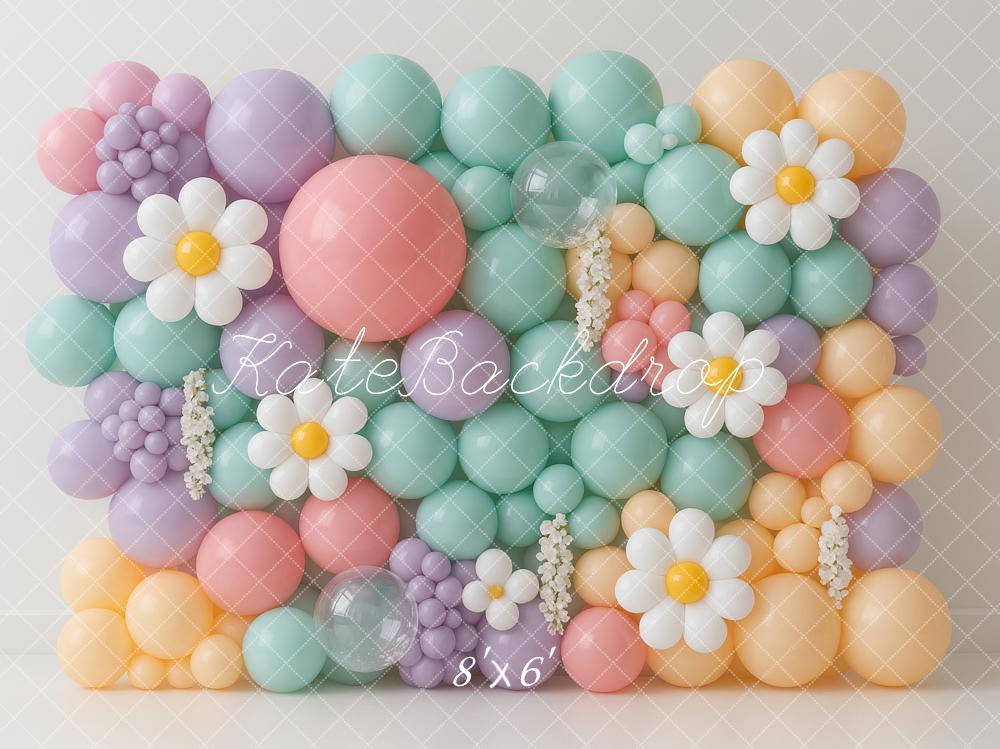 Kate Pastel Marguerites Ballon Fleur Toile de fond conçu par Ashley Paul - Kate Backdrop FR