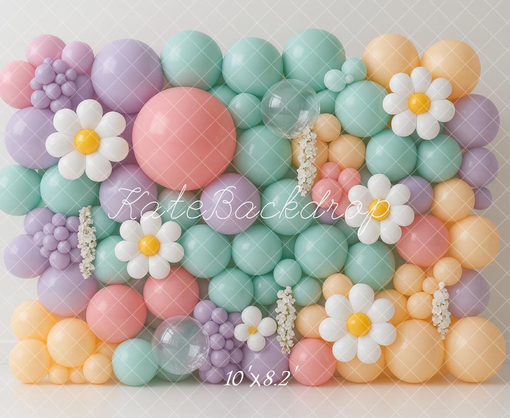 Kate Pastel Marguerites Ballon Fleur Toile de fond conçu par Ashley Paul - Kate Backdrop FR