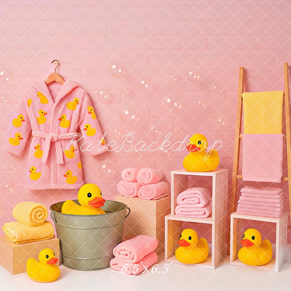 Kate Douche de Bébé Rose Canard Bain Toile de fond conçu par Ashley Paul - Kate Backdrop FR