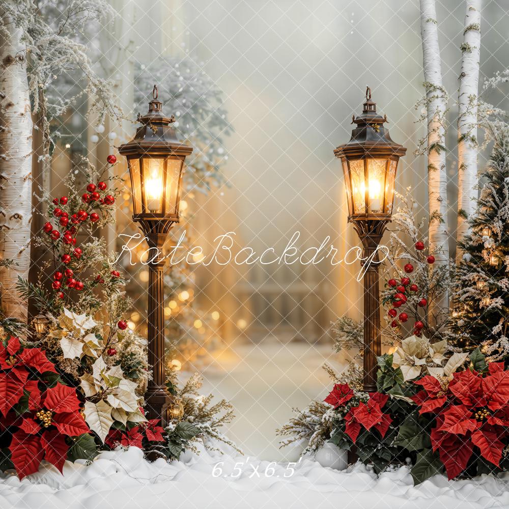 Kate Noël Lanterne Fleur Neige Forêt Toile de fond conçue par Emetselch - Kate Backdrop FR