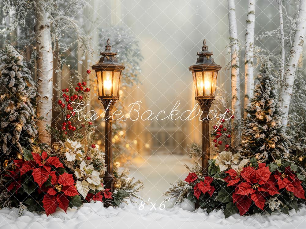 Kate Noël Lanterne Fleur Neige Forêt Toile de fond conçue par Emetselch - Kate Backdrop FR