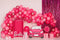 Kate Anniversaire Ballons Voiture Poupée Rose Toile de fond conçue par Patty Roberts - Kate Backdrop FR