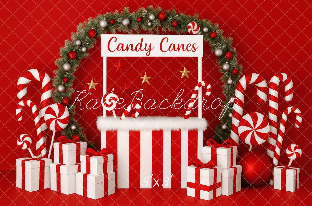 Kate Noël Rouge Cadeaux Bonbons Arche Toile de fond conçue par Patty Roberts - Kate Backdrop FR