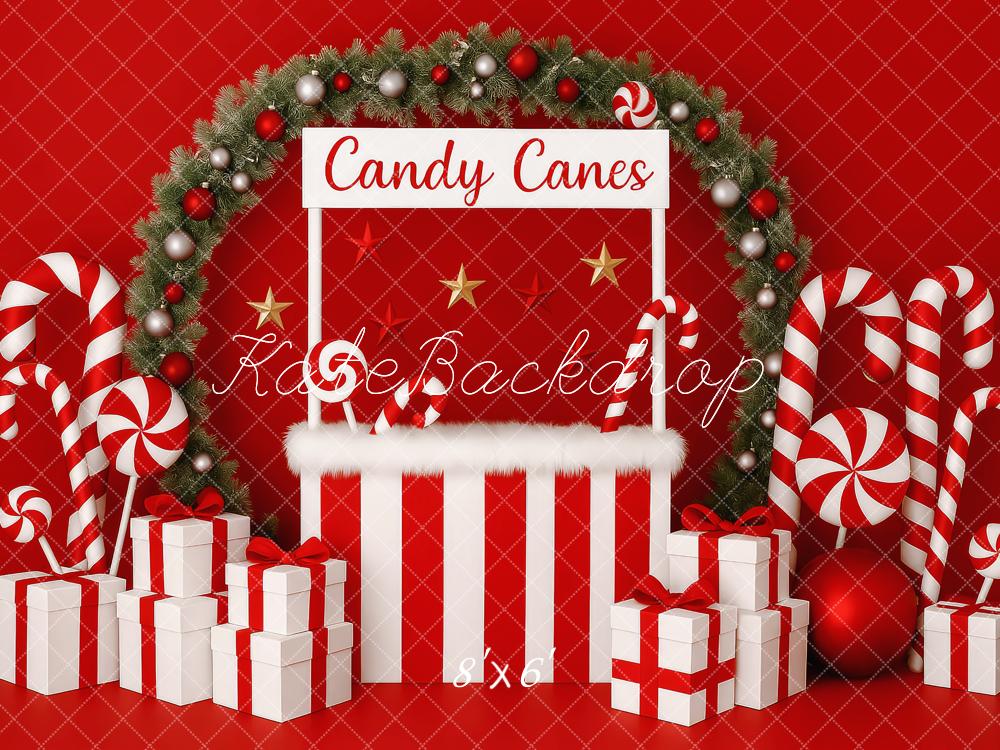 Kate Noël Rouge Cadeaux Bonbons Arche Toile de fond conçue par Patty Roberts - Kate Backdrop FR