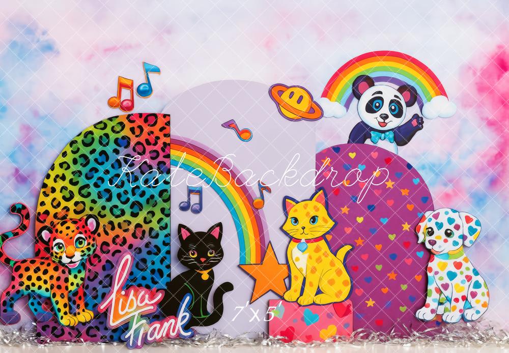 Kate Anniversaire Animaux Coloré Léopard Toile de fond conçue par Patty Roberts - Kate Backdrop FR
