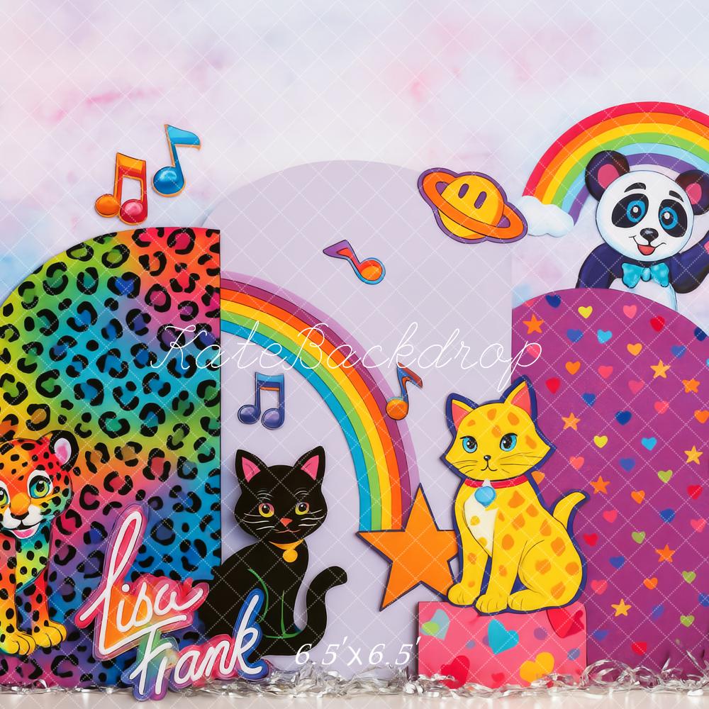 Kate Anniversaire Animaux Coloré Léopard Toile de fond conçue par Patty Roberts - Kate Backdrop FR