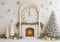 Kate Sapin de Noël Horloge Cheminée Blanc Toile de fond conçue par Patty Roberts