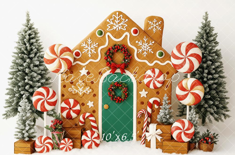 Kate Noël Maison en Pain d'épices Bonbons Toile de fond conçue par Patty Roberts - Kate Backdrop FR