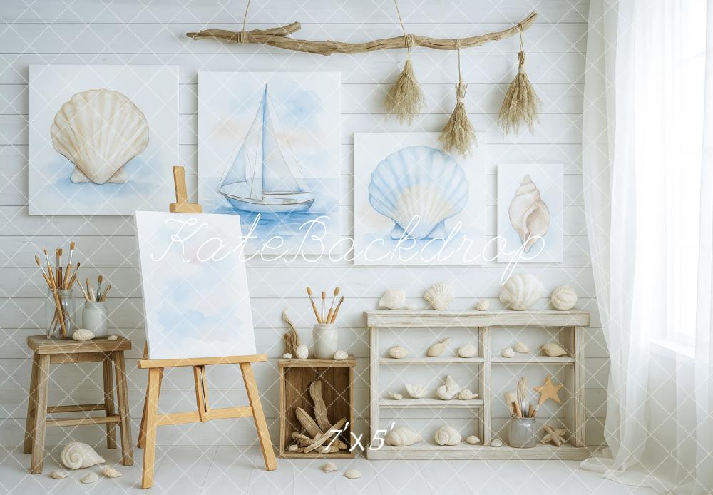Kate Atelier d'Art Nautique Coquillage Toile de fond conçue par Patty Roberts - Kate Backdrop FR