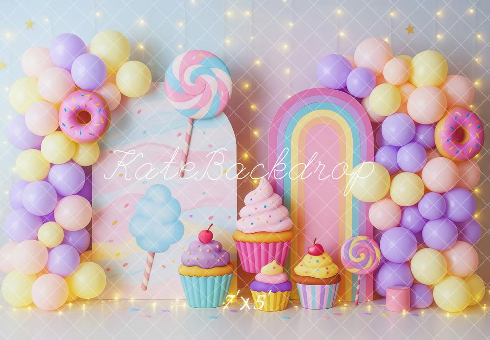 Kate Anniversaire Bonbon Gâteau Ballon Toile de fond conçue par Patty Roberts - Kate Backdrop FR