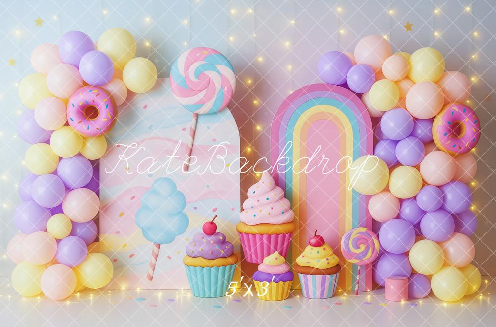 Kate Anniversaire Bonbon Gâteau Ballon Toile de fond conçue par Patty Roberts - Kate Backdrop FR