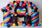 Kate Anniversaire Musique Coloré Ballon Toile de fond conçue par Patty Roberts - Kate Backdrop FR