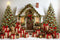 Kate Arbre de Noël Maison Cadeaux Ours Toile de fond conçue par Patty Roberts - Kate Backdrop FR