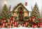 Kate Arbre de Noël Maison Cadeaux Ours Toile de fond conçue par Patty Roberts - Kate Backdrop FR