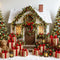Kate Arbre de Noël Maison Cadeaux Ours Toile de fond conçue par Patty Roberts - Kate Backdrop FR