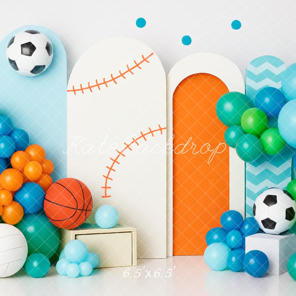 Kate Anniversaire Sport Ballon Arche Toile de fond conçue par Patty Roberts - Kate Backdrop FR