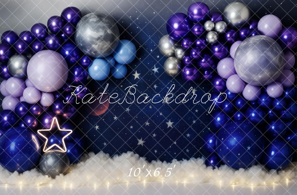 Kate Anniversaire Ballon Nuit Étoiles Toile de fond conçue par Patty Roberts - Kate Backdrop FR