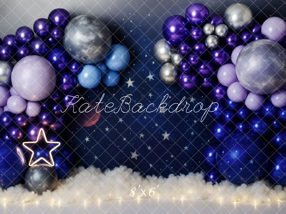Kate Anniversaire Ballon Nuit Étoiles Toile de fond conçue par Patty Roberts - Kate Backdrop FR