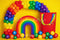 Kate Anniversaire Arc-en-ciel Bonbons Ballons Toile de fond conçue par Patty Roberts - Kate Backdrop FR